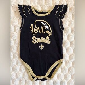 NFL New Orleans Saints Body Suit Baby Girls Size 18 Months One Piece Ruffle